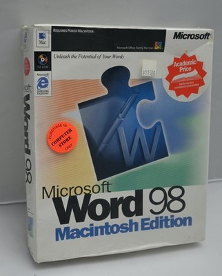 Vintage Microsoft Word 98 Macintosh Edition PC NEW SEALED Big Box Rare Mac