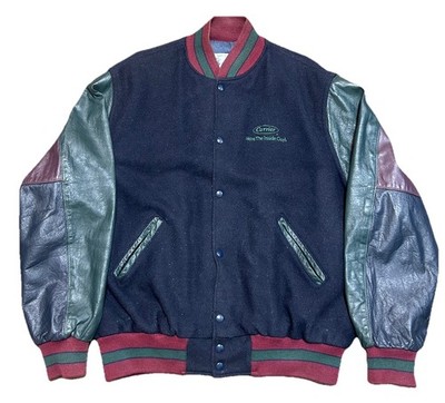 Vintage Shilling Sales Varsity Bomber Jacket Men s Size XL Leather Black Red
