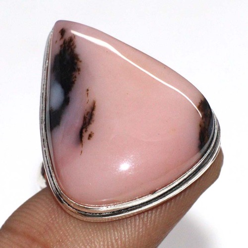 Peruvian Pink Opal 925 Silver Plated Gemstone Handmade Ring US 9 Women ...