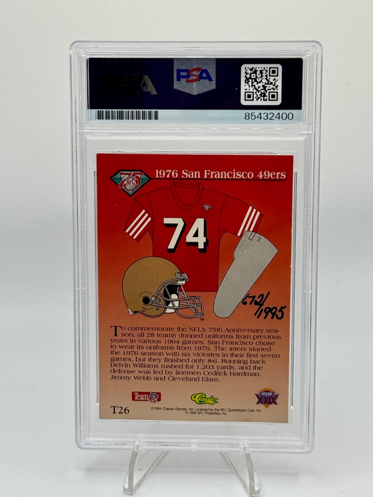 1994 Classic Images NFL Experience Steve Young Auto PSA Certified view 2