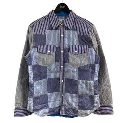 GANRYU Comme des Garcons Padded Shirt Jacket Patchwork Stripe Size