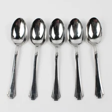 Lot Of 5 Towle Silver Empire (Stainless) Flatware Soup Spoons 7.75" Long