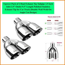 Pack Of 2 Dual Exhaust Tip Tailpipe 2.5 Inch Inlet 3.5 Outlet 9.5 Length Po... Pack Of 2 Dual Exhaust Tip Tailpipe 2.5 Inch Inlet 3.5 Outlet 9.5 Length Po...