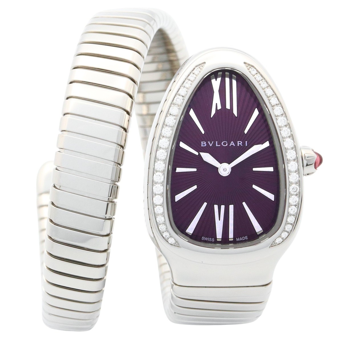 BVLGARI Serpenti Tubogas Diamond Single Wrist Watch Quartz SS Used