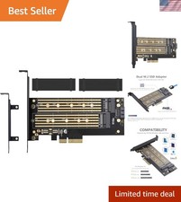 Dual M.2 PCIE Adapter for SATA or PCIE NVMe SSD with Heat Sink Solution