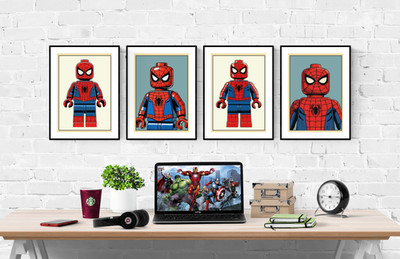 Marvel Spiderman Comic Style Set 4 Drucke Bilder Wandbilder Lego Poster