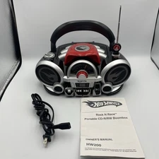 Mattel Hot Wheels AM/FM Radio Rock N' RACE Boombox Red/Black CD Player Has Issue