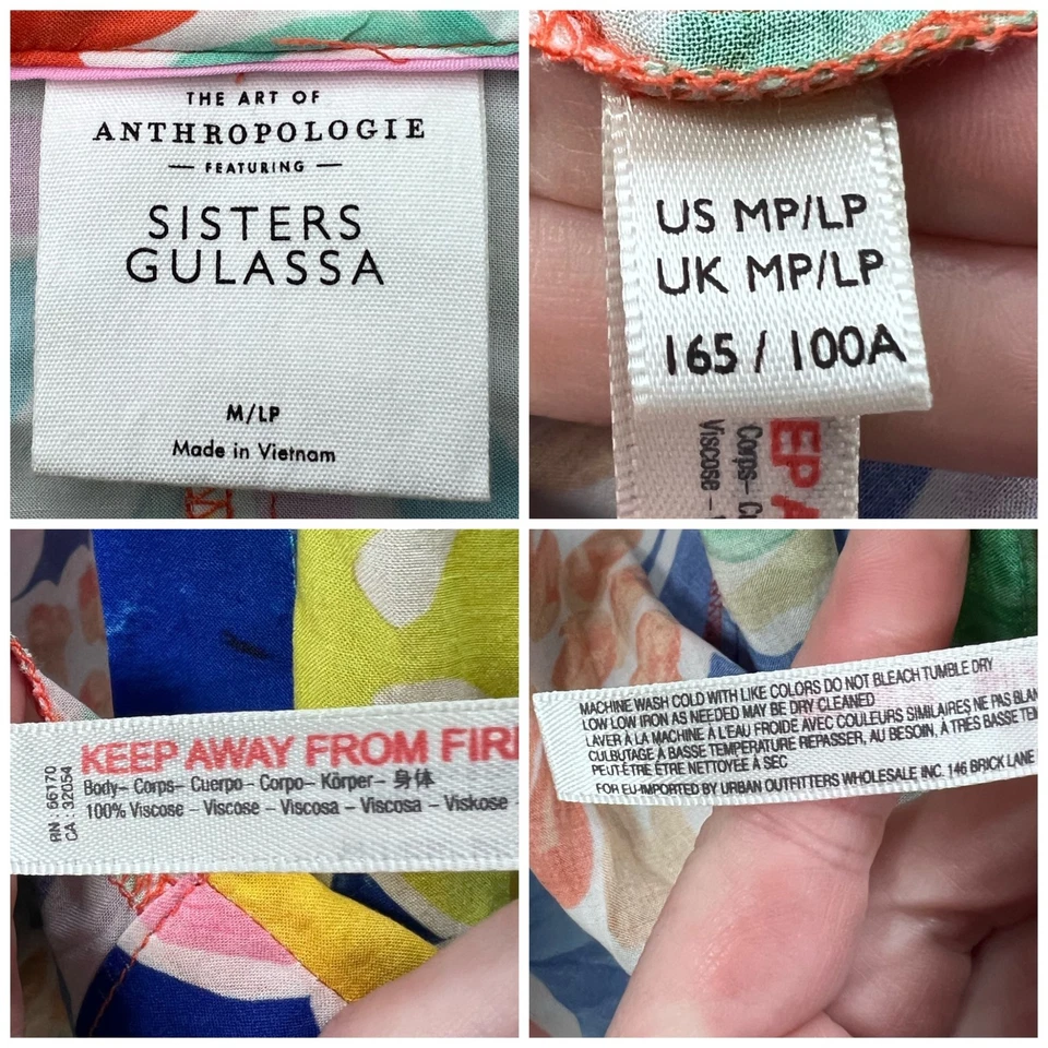 Anthropologie Hermanas Gulassa Floral Kimono Bata Cinturón Boho Tropical Mediana Foto 4 de 4