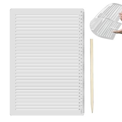 Line Stencil Straight with Wooden Scratching Pen 0.35inch Spacing Plastic Ste