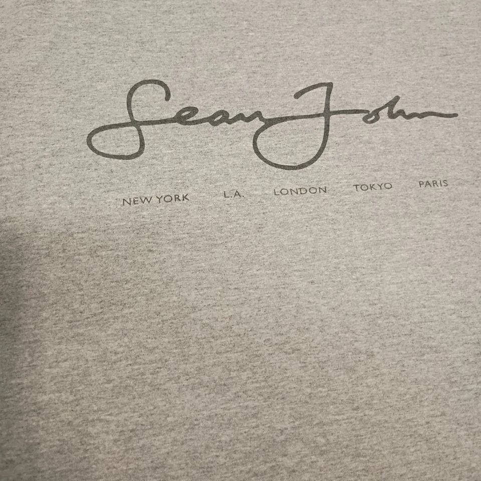 👾Vintage Sean John Shirt Men's L Gray Logo Short Sleeve Sz - Image 3 of 4