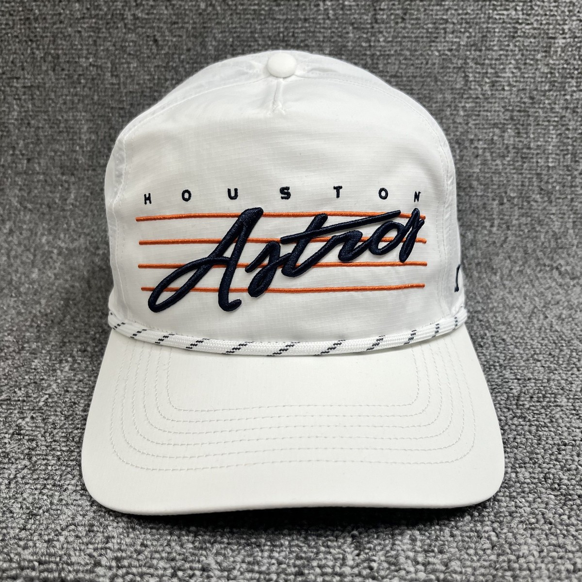 '47 Brand Houston Astros White Ripstop Rope Hat Script Logo Snapback Hitch Cap
