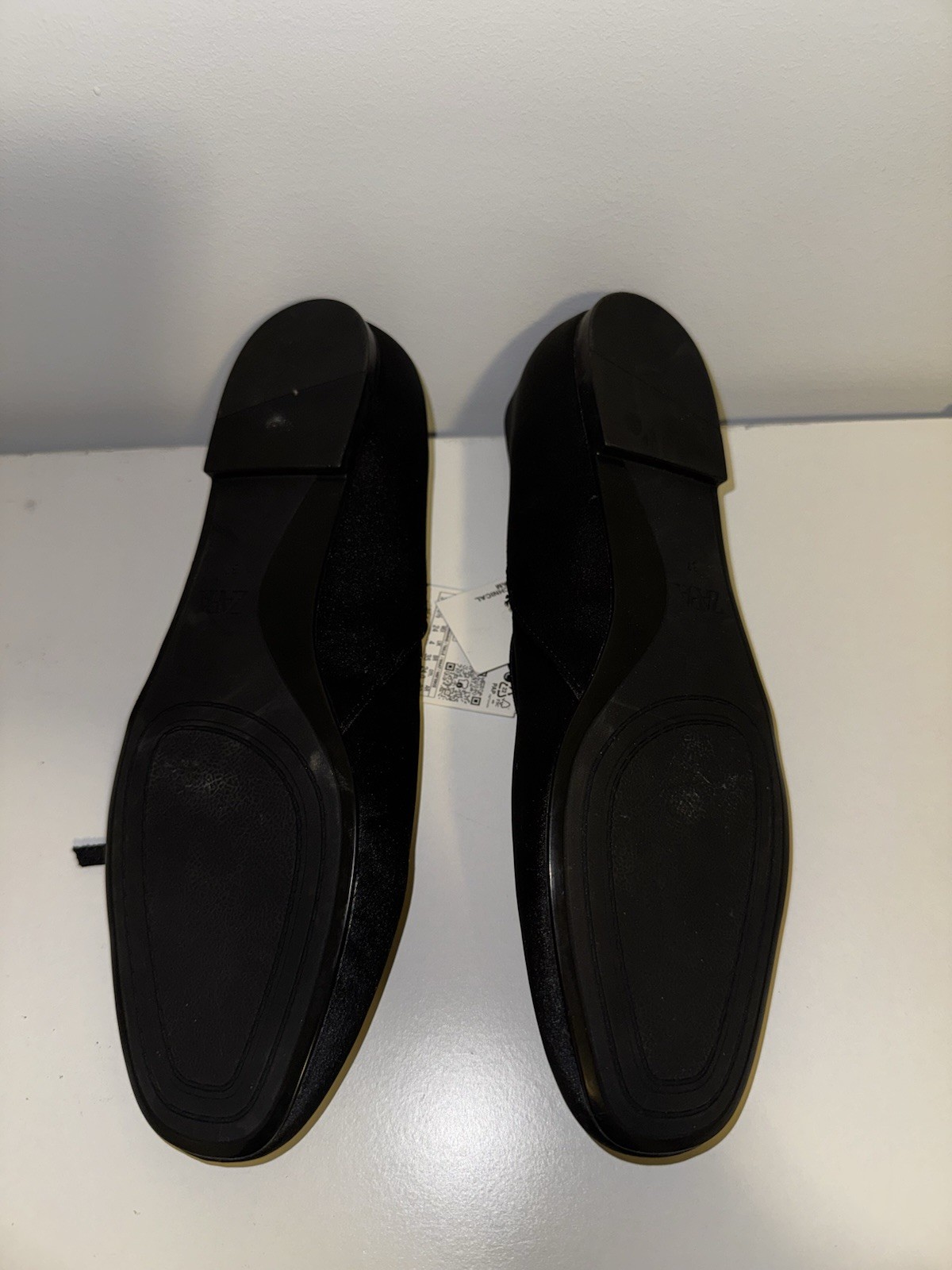 ZARA Black Rhinestone Buckle Flats Square Toe Synthetic Outsole Women 37 thumbnail 3