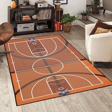 Basketball Field Patterned Carpet NonSlip Floor Mat Rug Room 47x36 Inch