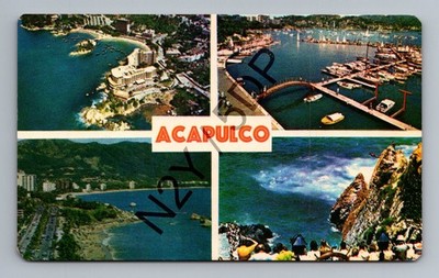 Acapulco Mexico Multi-View Postcard La Quebrada Cliff Divers Marina Beach