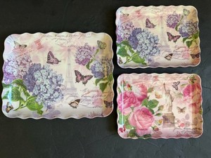 Momentum Brands Melamine Tray Lot Of 3 Flower Butterfly Statue Of Liberty Paris