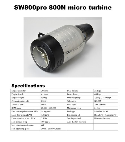 Swiwin SW800Pro 80Kg Thrust Aircraft Turbine Turbo Jet Engine RC ...