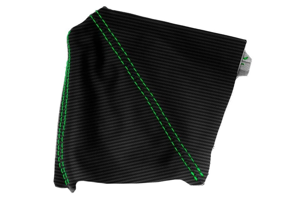 Bota de cambio manual de fibra de carbono para Dodge Challenger 2008-2014 puntada verde Foto 2 de 4