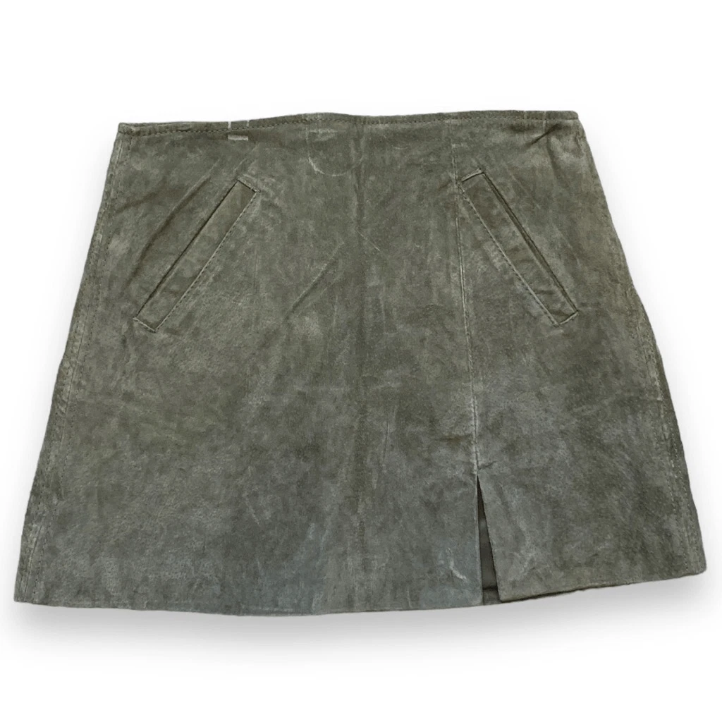 Blank NYC Mini Skirt Olive Green Suede Leather Back Zip Detail