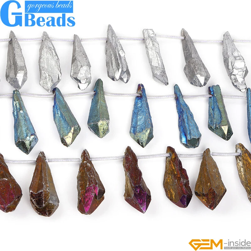 6x37-6x44mm Dyed From Raw Amethyst Quartz Head Drilled Stick Beads Free Shipping - Image 2 of 4