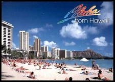 Aloha From Hawaii Memories of Waikiki Beach Handwritten Note 1991 UNP Postcard