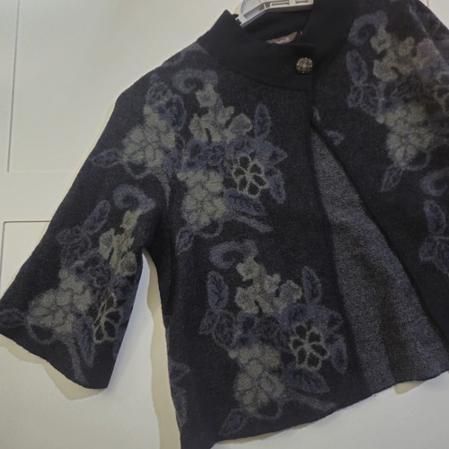 Heather B Sweater Womens 1X Wool Art To Wear Gray Floral Swing Workwear Office - Picture 5 of 8