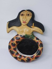 Specchio piccolo a sirena in legno artigianale indonesiano/balinese