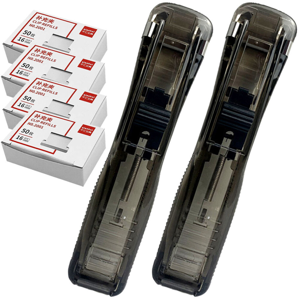 Nonmarking Stapler Plastic Desk Portable Clamp Clip Dispenser eBay