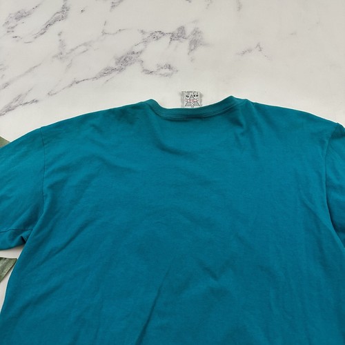 KWBL Womens Vintage 90s Puff Paint Fish Tee One Size Teal Gold Gems Glitter Glam - Picture 9 of 10