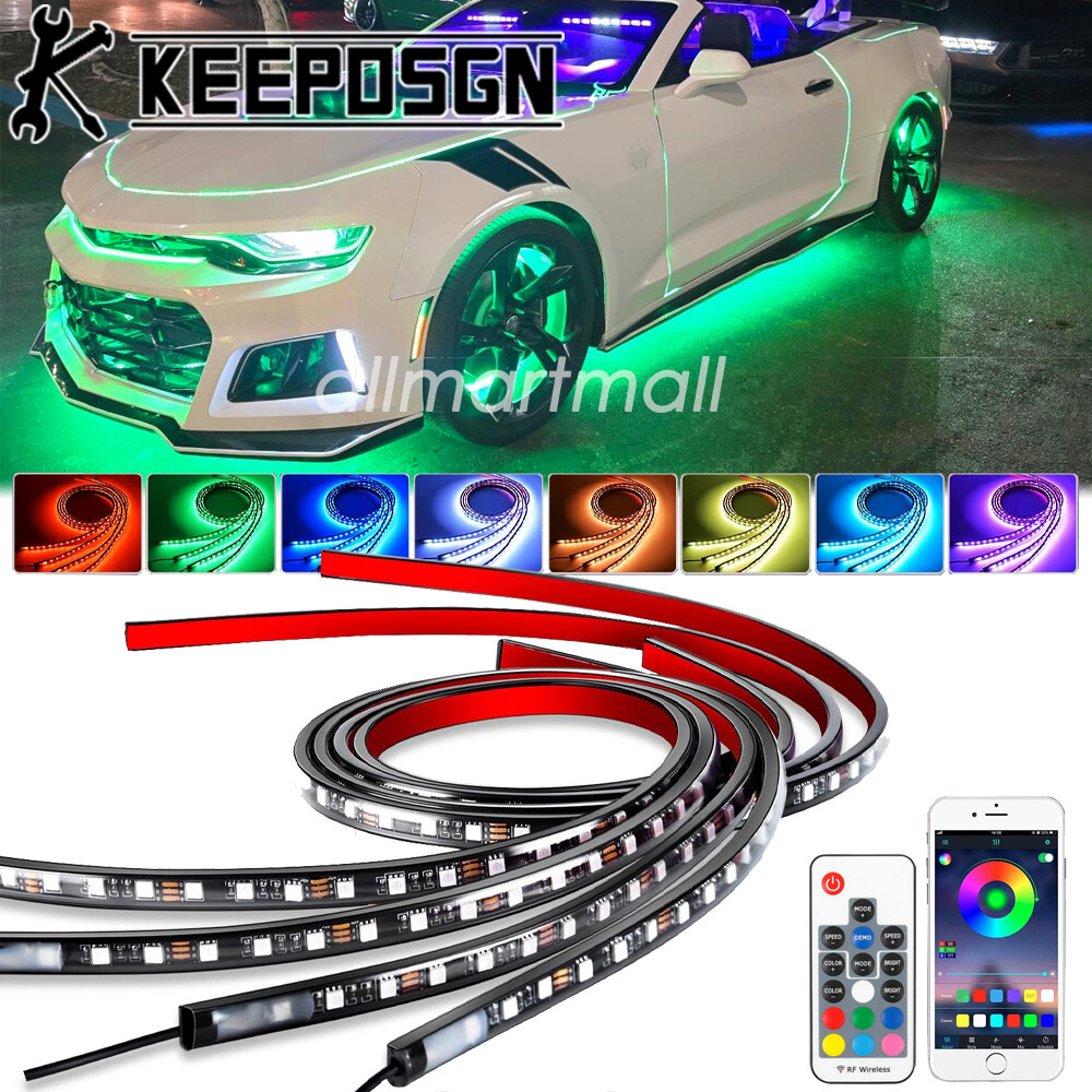 Car RGB LED Strip Bar Underglow Body Kit Neon Lights APP Remote for Chevy Camaro
