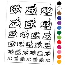 Husky Face Dog Woof Sketch Temporary Tattoo Water Resistant Set