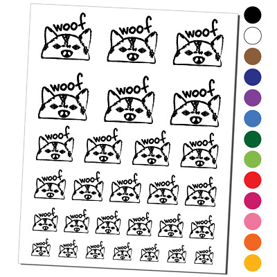 Husky Face Dog Woof Sketch Temporary Tattoo Water Resistant Set