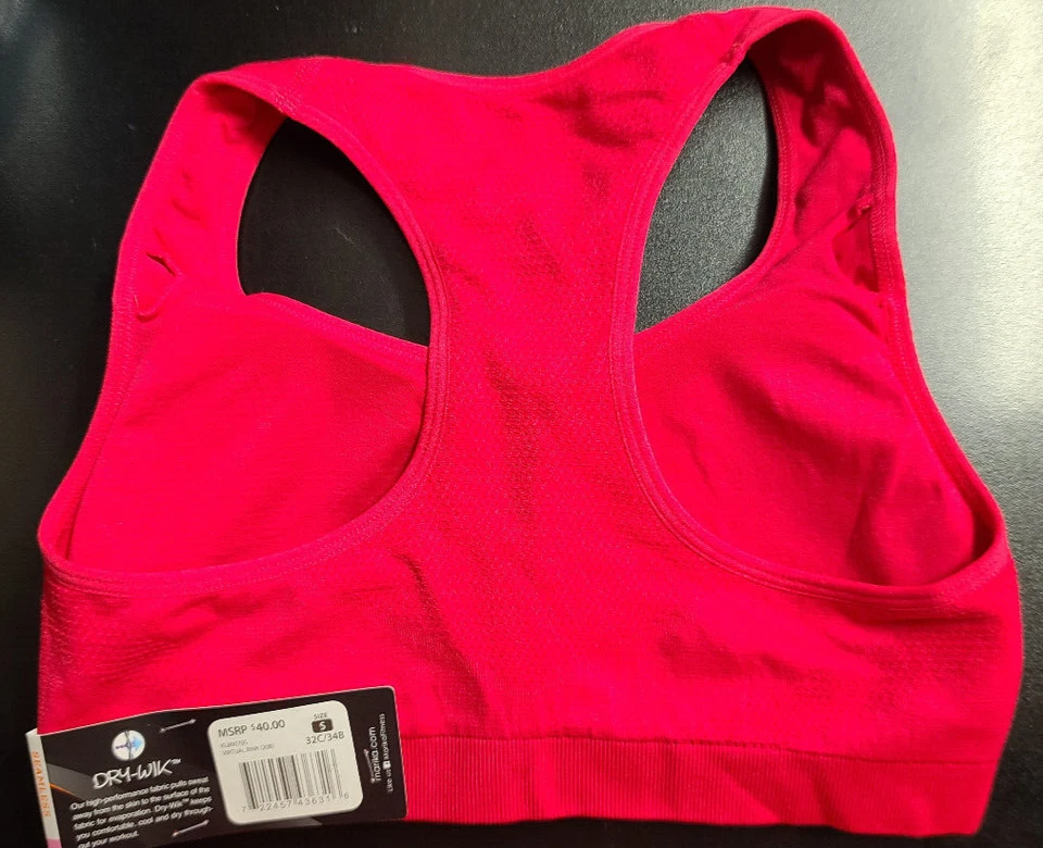 Nuevo sujetador deportivo MARIKA Tek Performance sin costuras almohadillas de copa extraíbles rosa S para mujer Foto 3 de 4