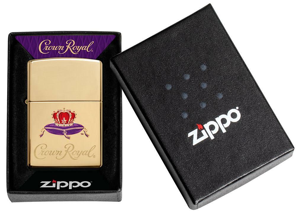 Zippo Windproof Engraved Lighter with Crown Royal Whiskey Logo