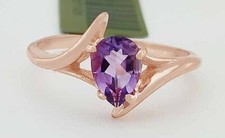 GENUINE 1.14 Cts AMETHYST RING 10K ROSE GOLD - Free Certificate Appraisal - NWT