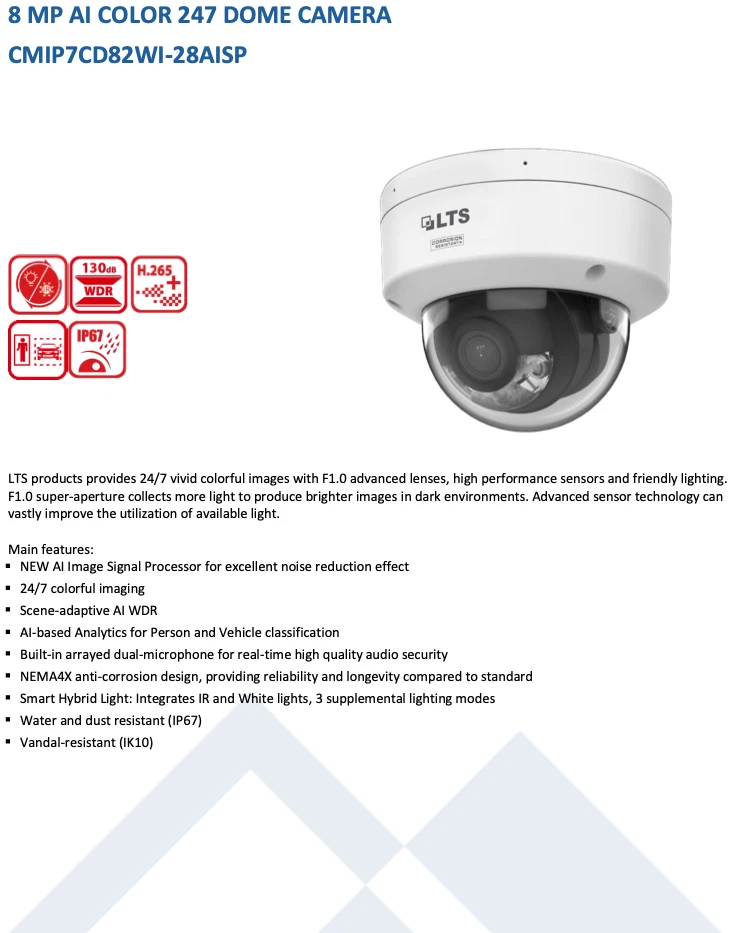 CMIP7CD82WI-28AISP IP 8MP Ai Color 247 Micrófono Incorporado Luz Híbrida Cámara Vándalo Foto 3 de 4