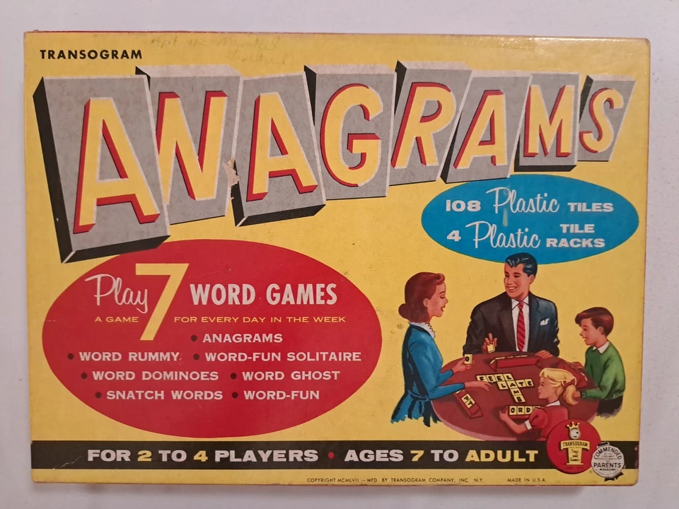 1954 Anagrams Game Transogram Play 7 Word Games~Complete~Vintage - Image 2 of 4