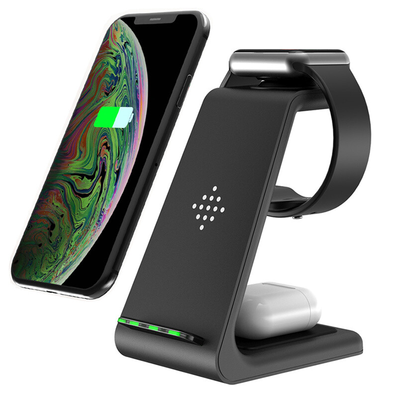 Wireless Charger Compatible With Iphone12 Three-In-One Charging Stand Iwatch6 Fa-image
