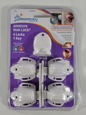 Dreambaby L855A ADHESIVE MAGNET LOCK 4 Locks 1 Key Baby Proof Magnetic Lock