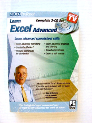 Sealed Video Professor Learn MS Excel Spreadsheet - Tutorial 3-CD Set - Windows