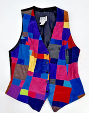Santa Barbara Firenze Vintage 80s Patchwork Multicolor Hip Hop Leather Vest