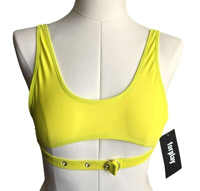 Forplay NWT Yellow Bikini Top Bralette With Buckle Detail Size S JJ3869