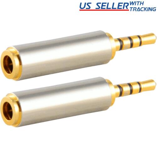 2pcs Gold 2.5mm Male to 3.5mm Female Stereo Audio Headphone Jack Adapter - Picture 1 of 2