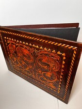 Vintage photo or scrapbook album artisanal design with leather cover