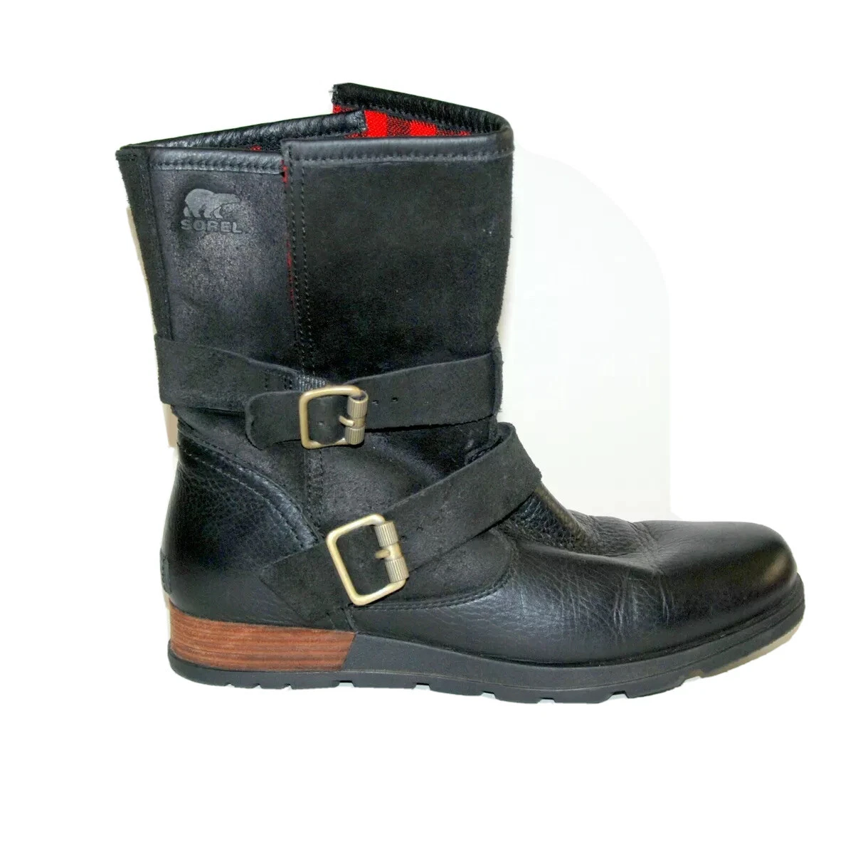 SOREL MAJOR MOTO BOOT NL2432 010 Women s 9 40 Red Plaid Lining