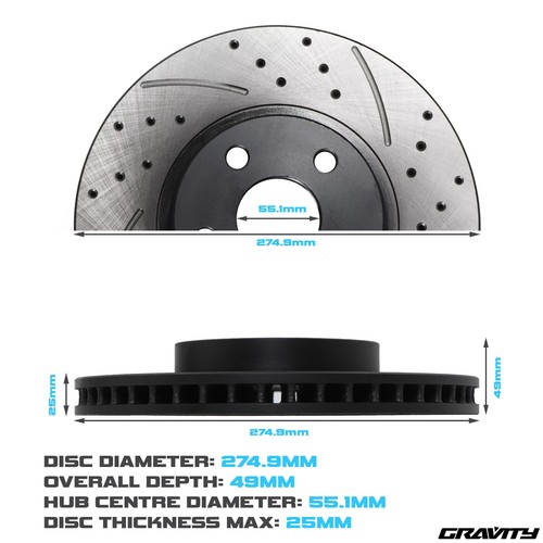 DISCOS DE FRENO DELANTEROS PERFORADOS RANURADOS 275 MM PARA TOYOTA CELICA T-SPORT 140 190 1999+ - Imagen 2 de 9