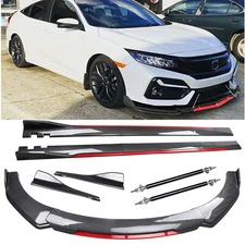 For Honda Accord Front Bumper Lip Spoiler Body Kit Side Skirt Carbon Fiber