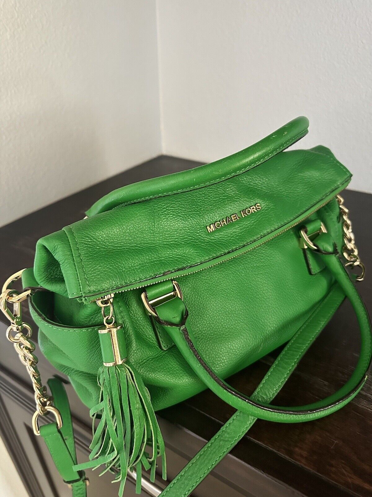 Authentic Michael Kors beautiful green leather 2-… - image 4