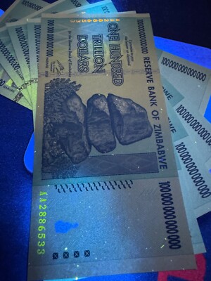 Authentic Zimbabwe 100 Trillion Dollars Banknote, PRISTINE Currency AA/2008, P91