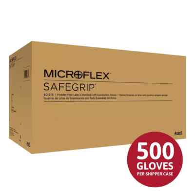 Microflex SG375M-CASE SafeGrip Med Disposable Latex Blue Gloves - 500pk