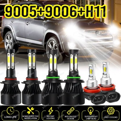 For Toyota RAV4 2006-2012 LED Headlight Hi-Lo Beam Fog Light Bulb Combo Kit